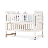 Wooden Baby Cot Bed with Rollers - Co-Sleeper & Adjustable