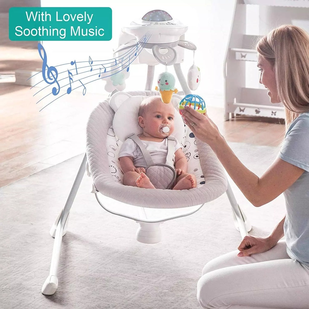 Soft Electric Musical Vibrating Bouncer, Swing, and Rocking Chair with Rotating Light Toys