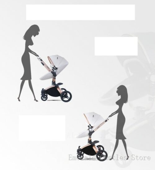 Luxury Baby Stroller 3 in 1 Fashion Carriage Gold Frame Pram