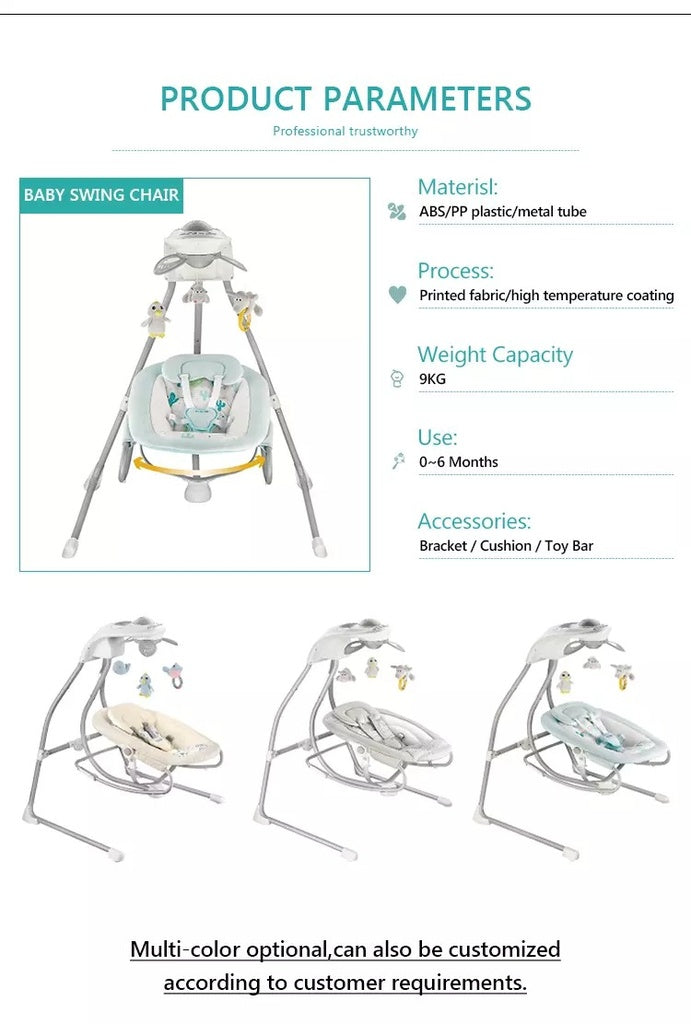 Soft Electric Musical Vibrating Bouncer, Swing, and Rocking Chair with Rotating Light Toys