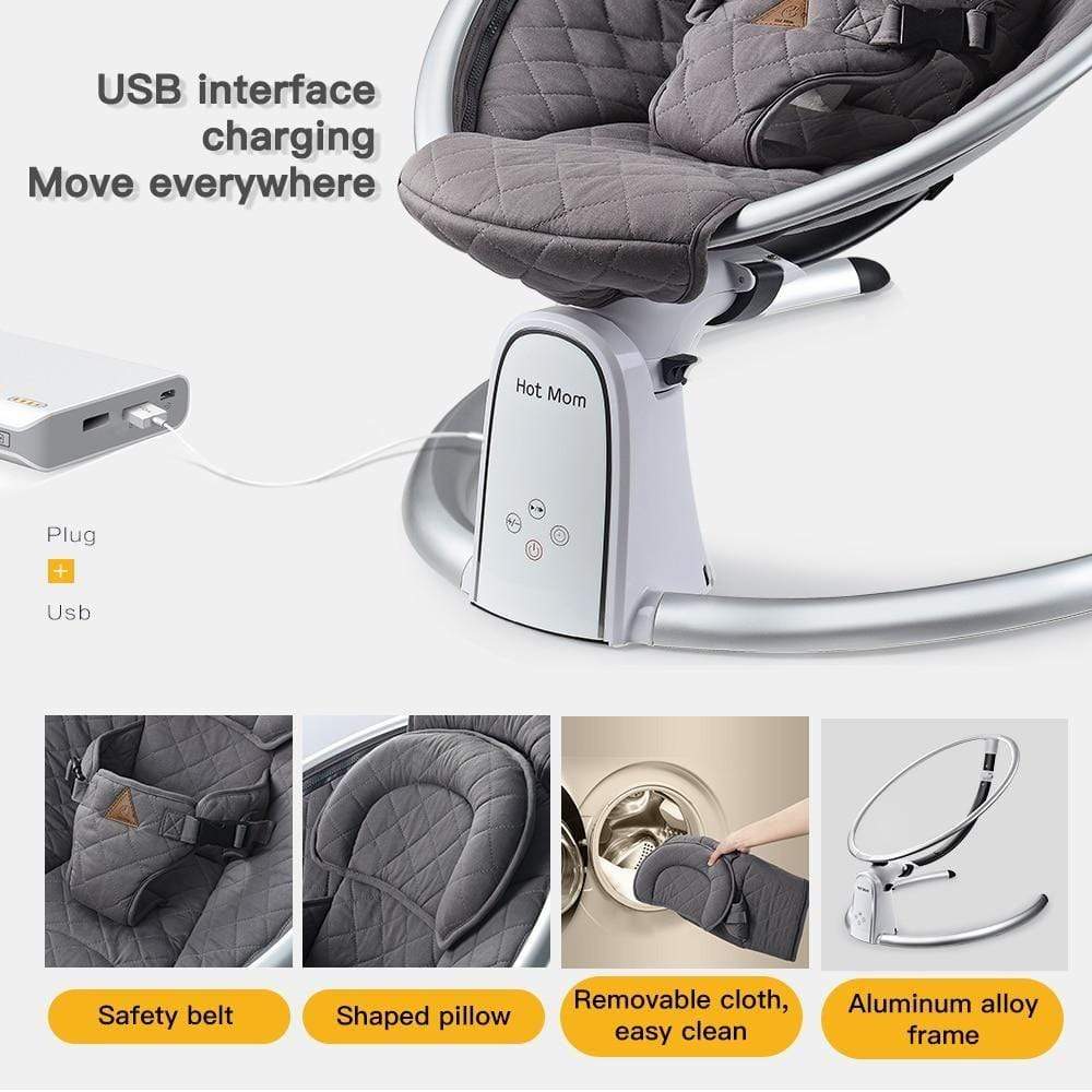 Electric Baby Bouncer with Bluetooth & LED Touch Screen