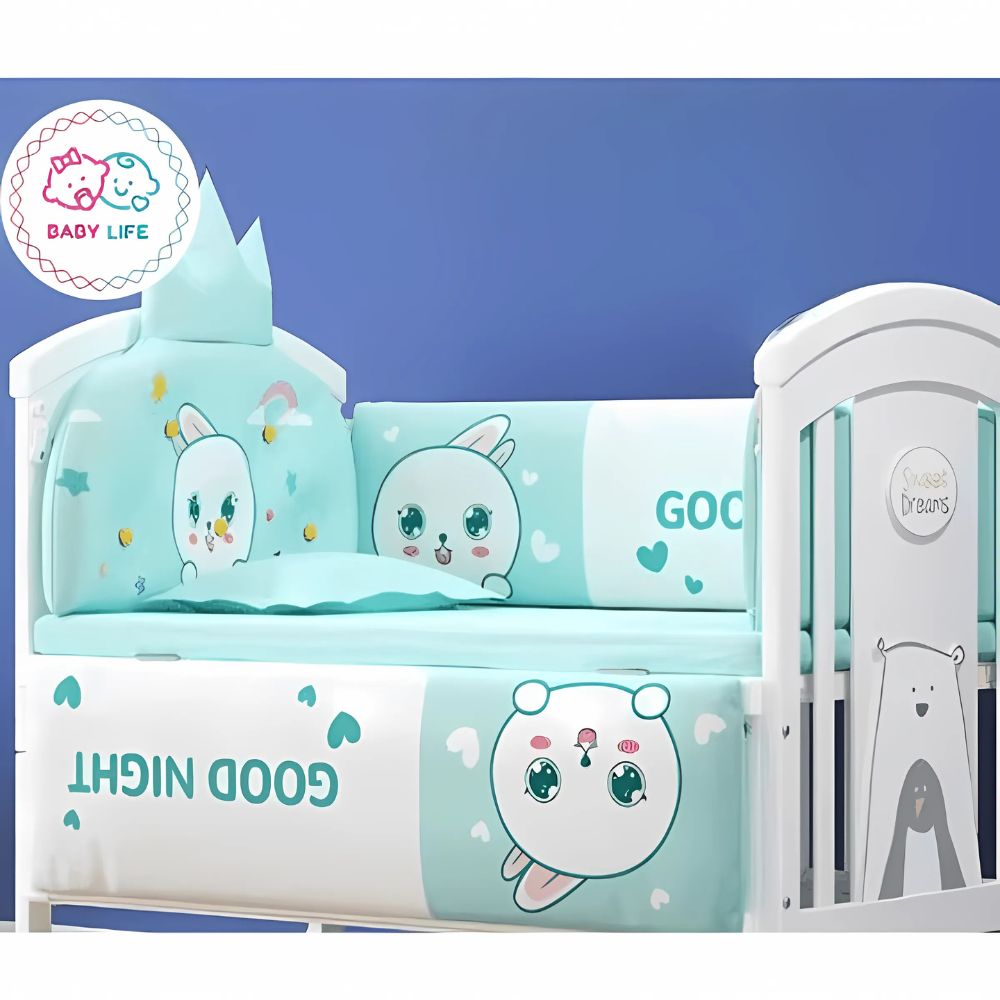 Baby Bedding Set 5-Piece - Adorable Good Night Design (116x61cm)